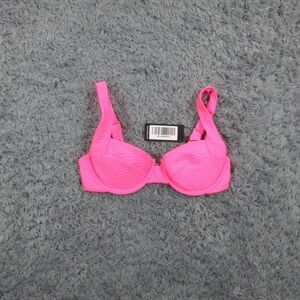 Vetchy Bikini Top Womens Small Neon Pink Textured Padded Underwire NWT